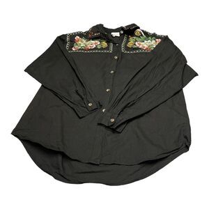 Vintage STYLES TO GO Floral Embroidered Long Sleeve Shirt Women's Size 14